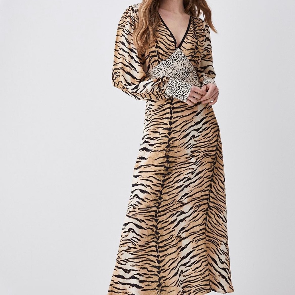 Karen Millen Mix Animal Print Maxi Dress Size 6 NWT
